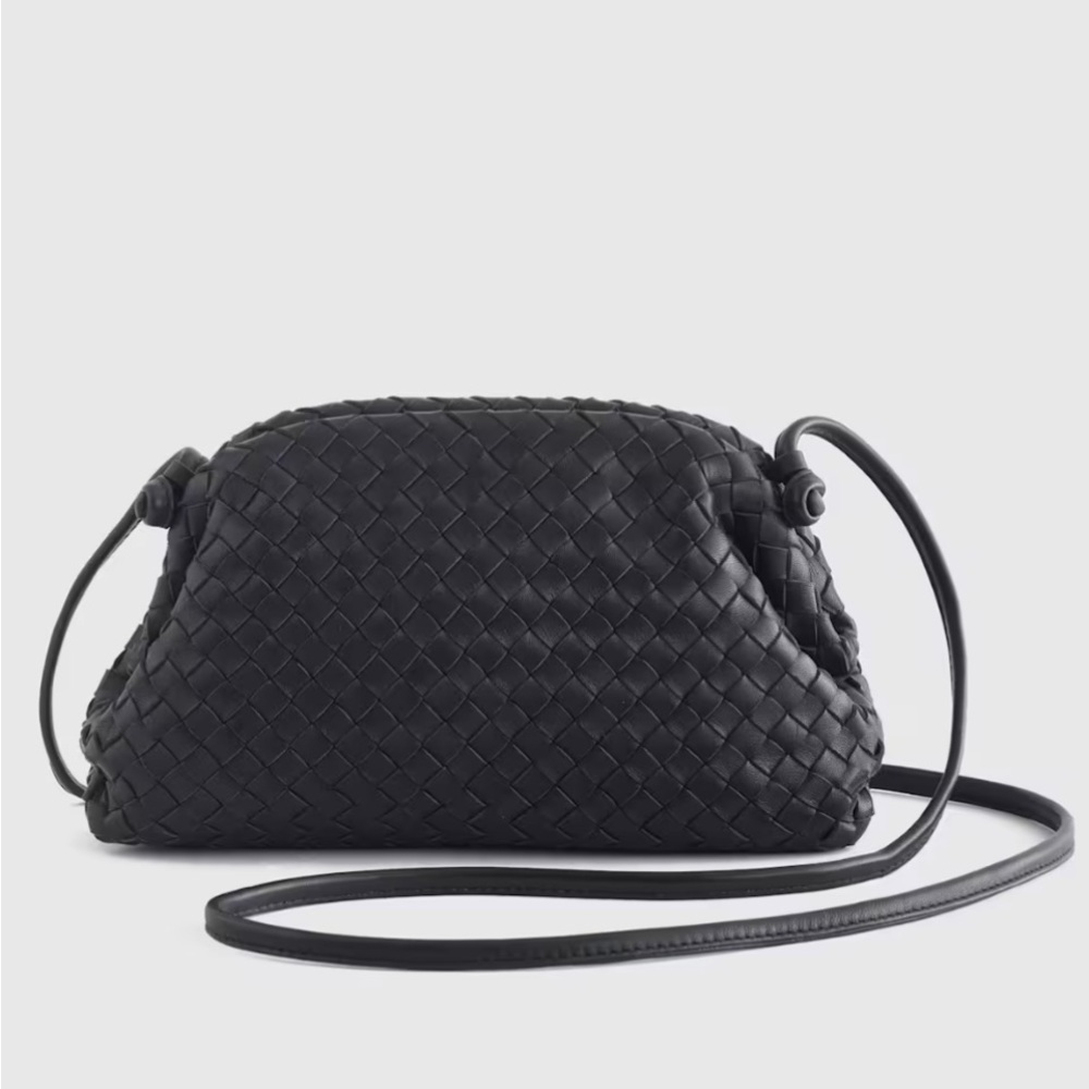 Quince Black Woven Leather Crossbody Bag